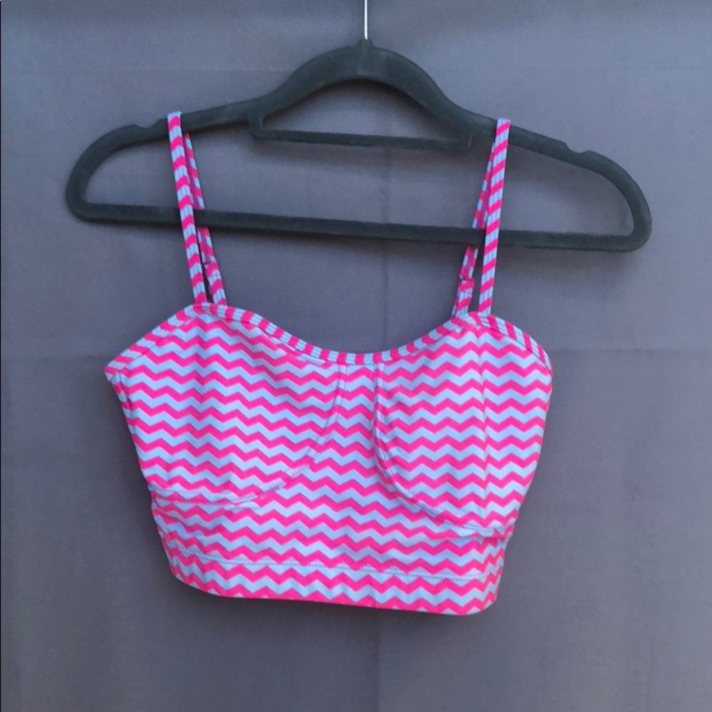 Pink and blue chevron sports bra